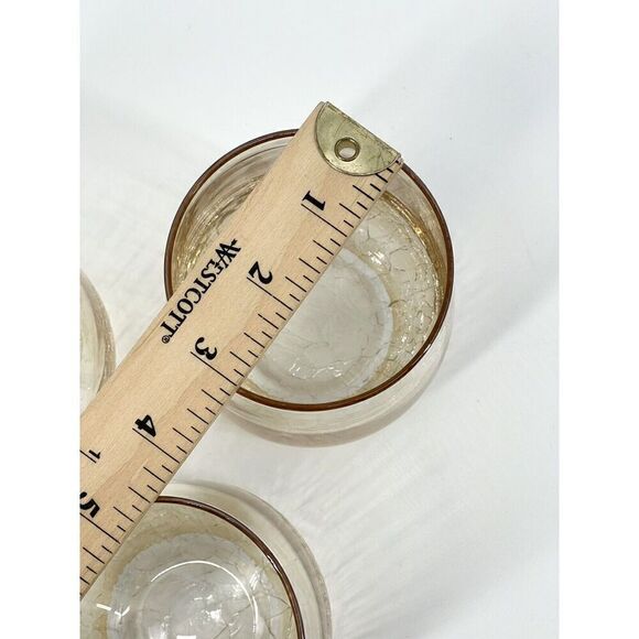 Pier 1 One Crackle Old Fashioned Lowball Glasses Golden Luster Amber Set Of 3 - Picture 3 of 7